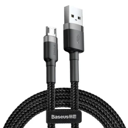 Baseus Cafule 0.5M Cable USB For Micro 2.4A Gray+Black – CAMKLF-AG1 – 1 Year Warranty